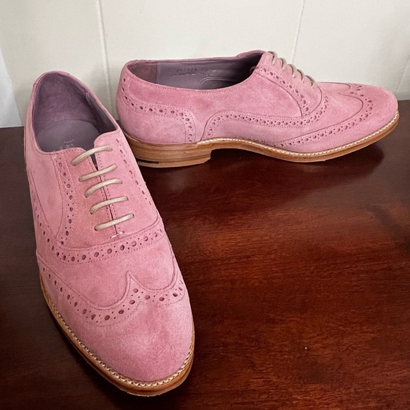 NWOT Barker Freya - Pink Suede Women Oxford Brogue Shoe - Picture 3 of 15